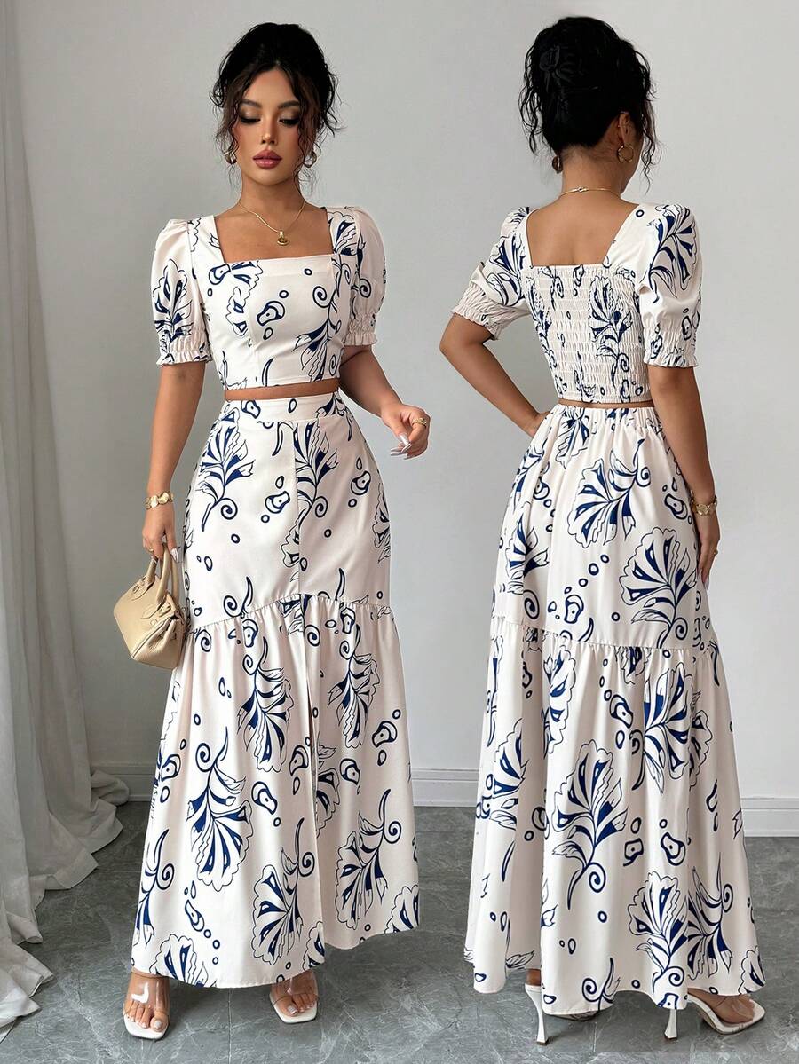 Romper Floral Print - Floral Print Women 2Pcs Outfit, Summer