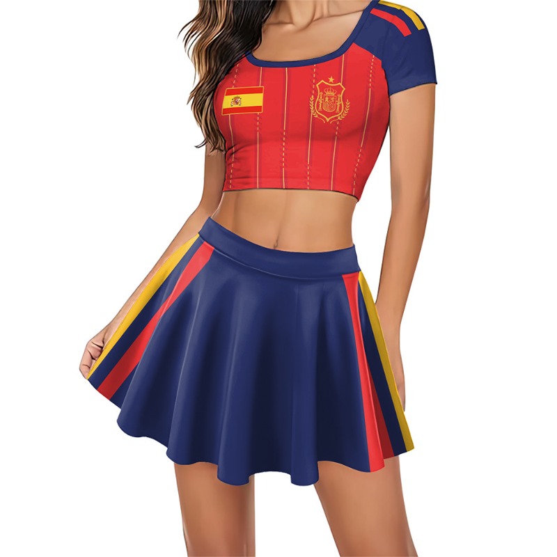 Crop Top Crochet - Adult Women's Spanish Football Fan Matching