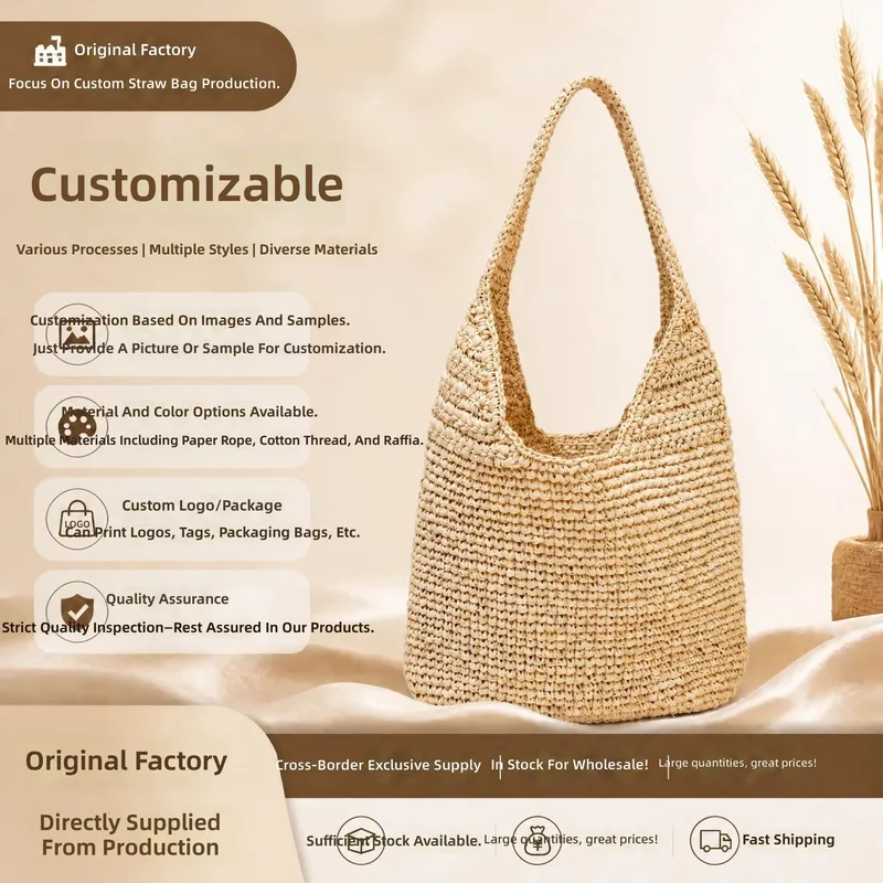 Tote Bag Beach - Raffia Grass Woven Tote Bag Handwoven