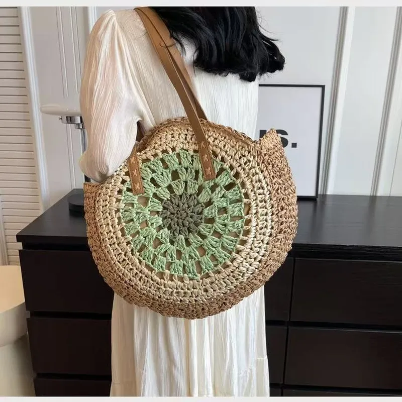 Straw Beach Tote Bag Handwoven - Tote Bag Beach ulasan dan harga
