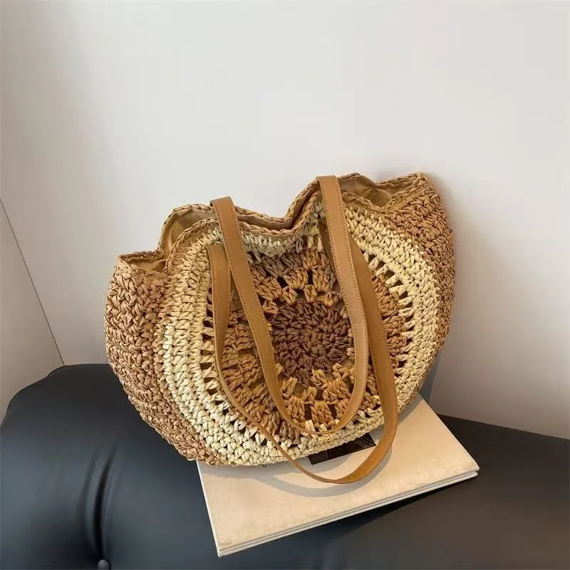 Straw Beach Tote Bag Handwoven - Tote Bag Beach ulasan dan harga