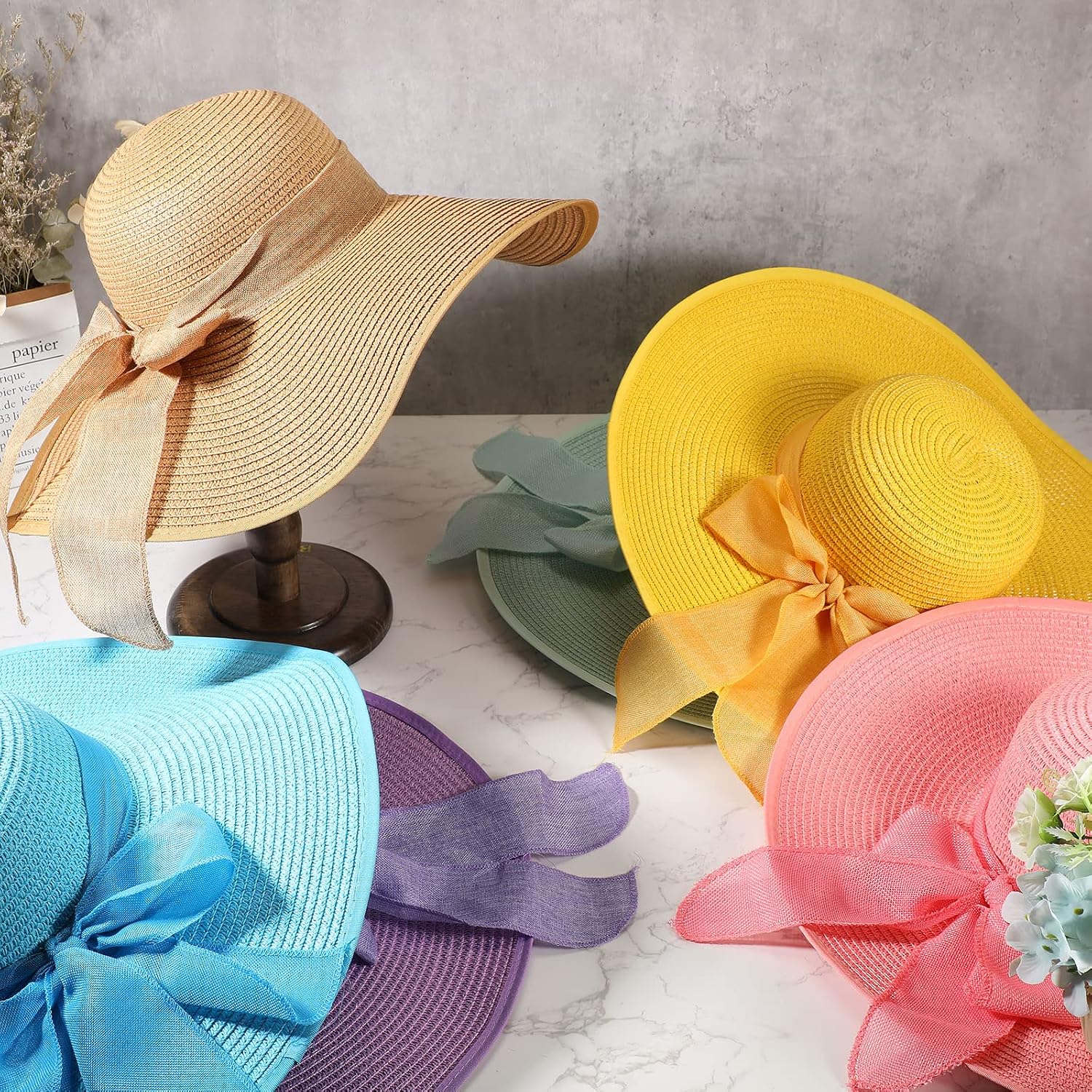 12 PCS Women's Wide Brim Straw - Hat Floppy Wide ulasan dan harga
