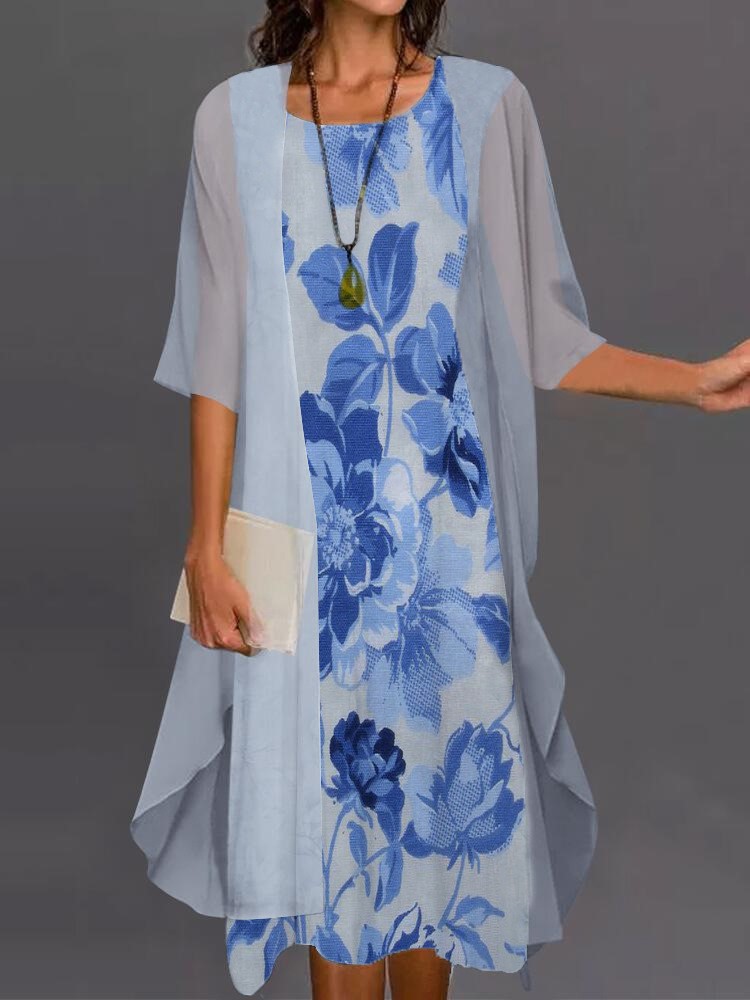 Summer Elegant Dress Two-piece - Romper Floral Print ulasan dan harga