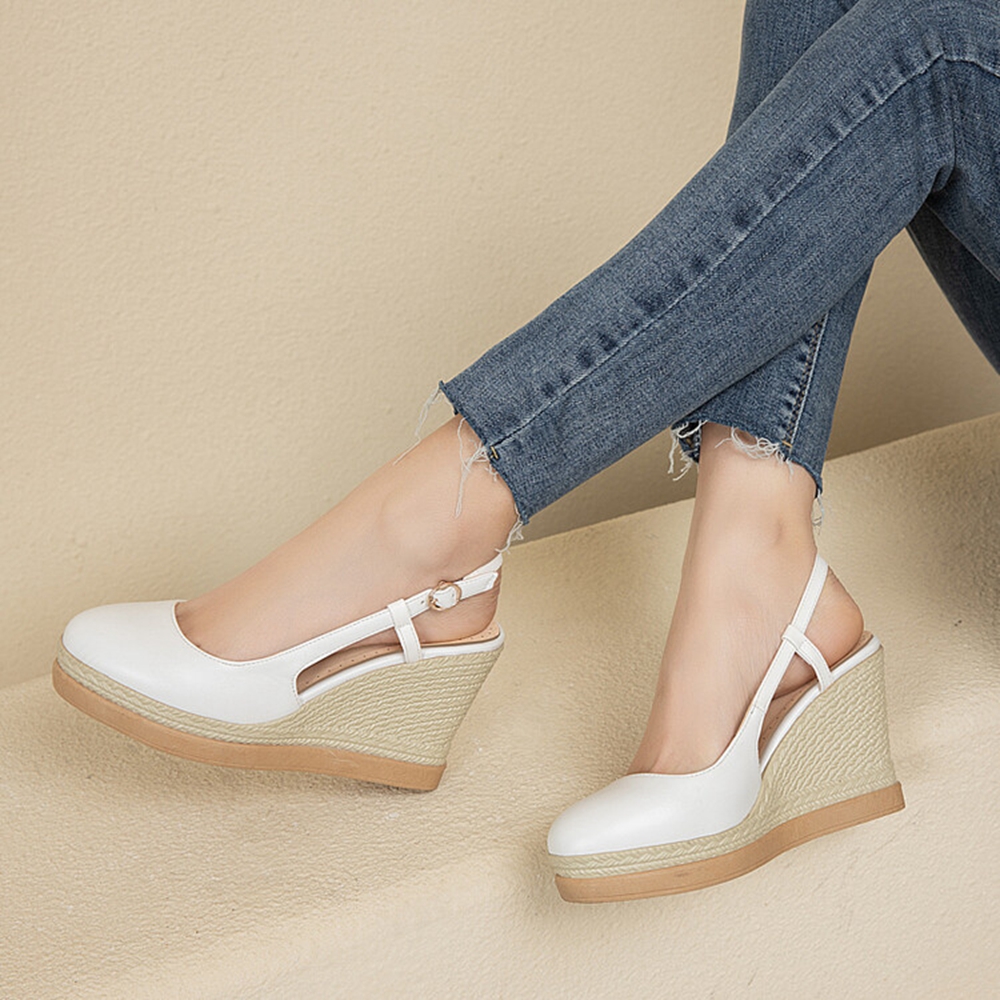 Women's T‑Strap Wedge Sandals  - Wedge Espadrille Women ulasan dan harga