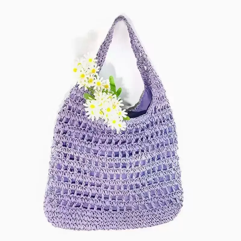 Hollow Woven Straw Tote Bag On - Tote Bag Beach ulasan dan harga