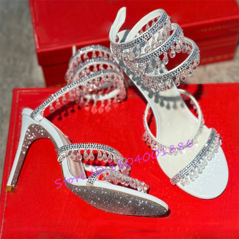 Rhinestone Snake Shape Ankle S - Sandal Strappy Heeled ulasan dan harga