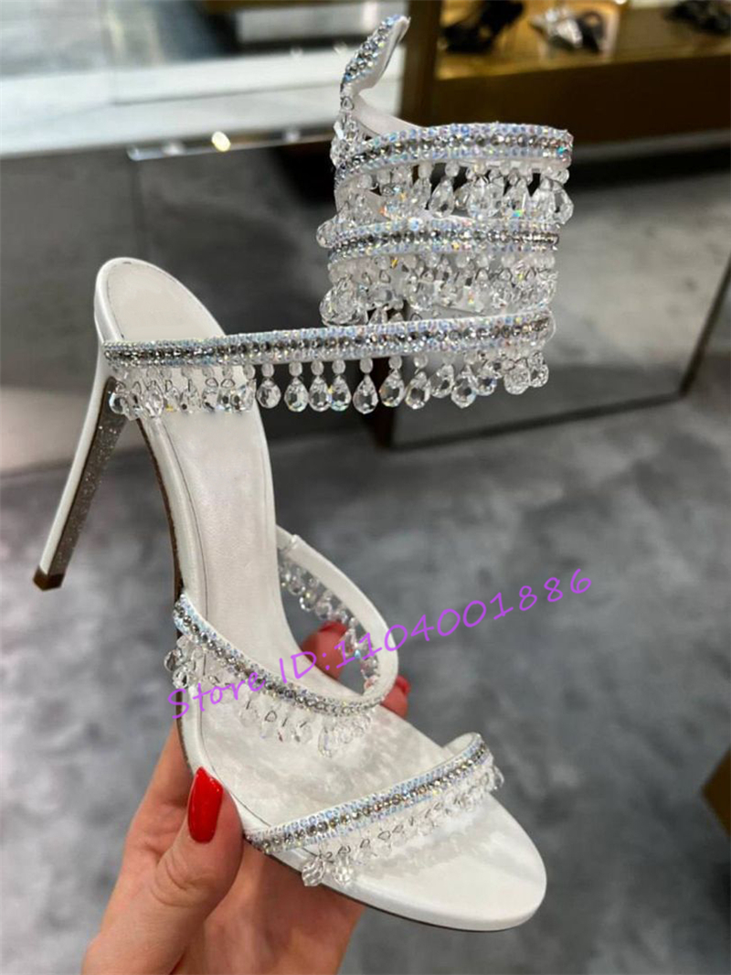Rhinestone Snake Shape Ankle S - Sandal Strappy Heeled ulasan dan harga