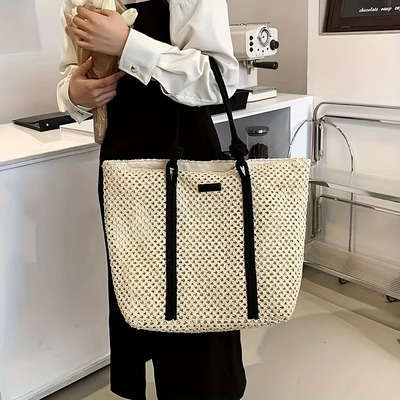 Hollow Straw Woven Tote Bag fo - Tote Bag Beach ulasan dan harga