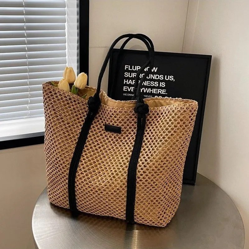 Hollow Straw Woven Tote Bag fo - Tote Bag Beach ulasan dan harga