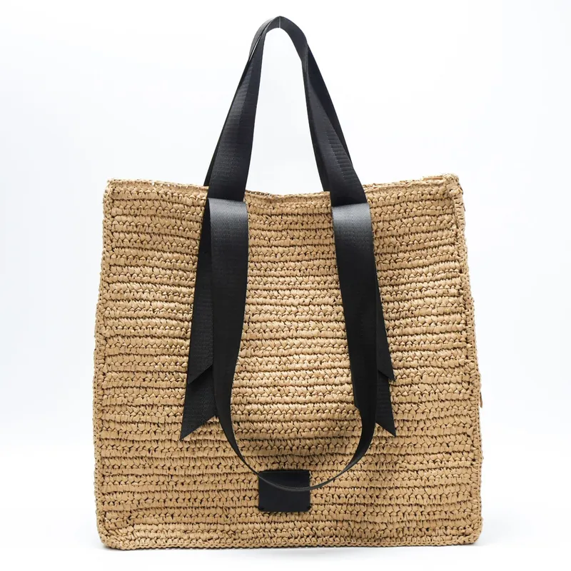 Retro hand-woven straw shoulde - Tote Bag Beach ulasan dan harga