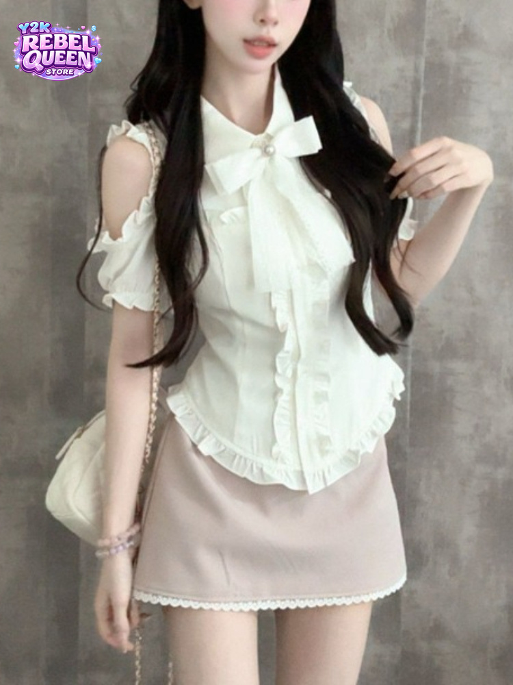 Japanese Sweet New 2 Piece Set - Blouse Off Shoulder ulasan dan harga