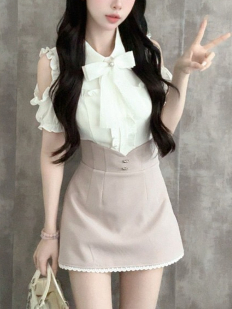 Japanese Sweet New 2 Piece Set - Blouse Off Shoulder ulasan dan harga