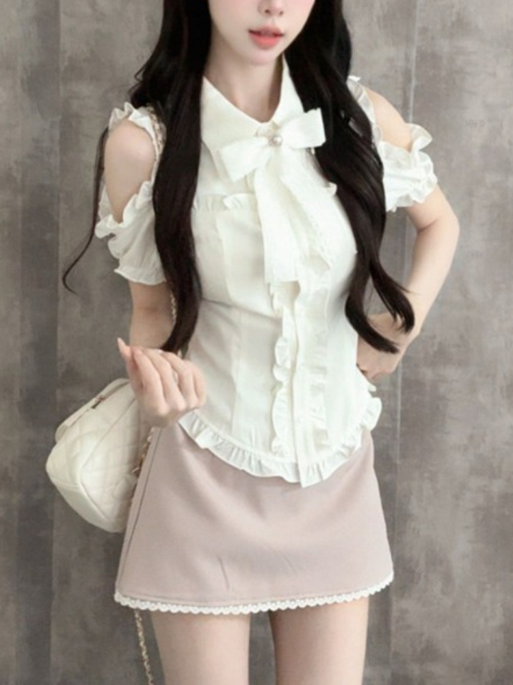 Japanese Sweet New 2 Piece Set - Blouse Off Shoulder ulasan dan harga