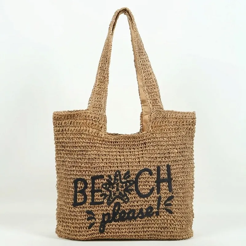 Women's handwoven straw tote b - Tote Bag Beach ulasan dan harga