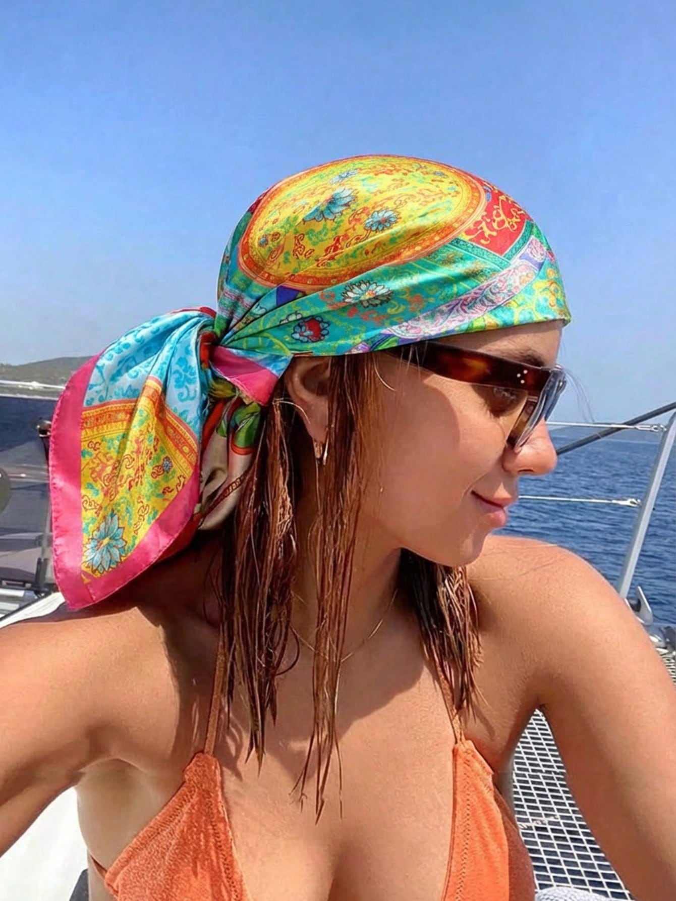 Luxury Brand Silk Satin Square - Headband Summer Knit ulasan dan harga