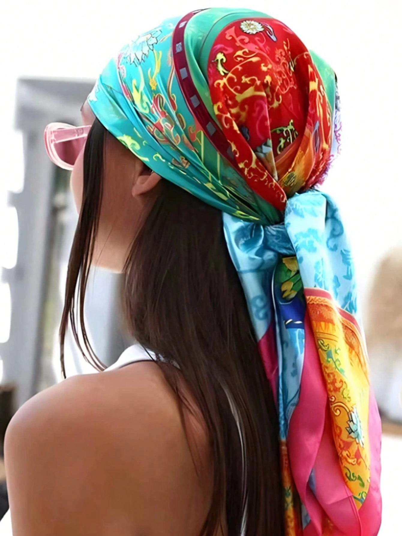 Luxury Brand Silk Satin Square - Headband Summer Knit ulasan dan harga