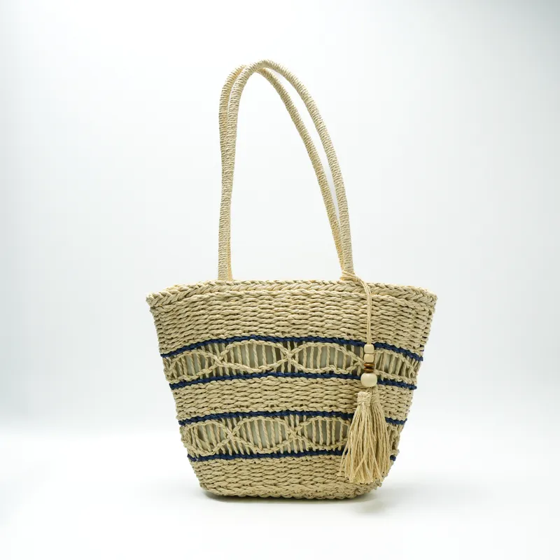 Hollow-Shoulder Straw Tote Bag - Tote Bag Beach ulasan dan harga