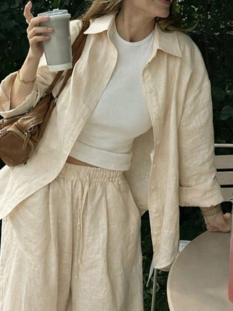 Cotton Linen Women's Pant Set  - Linen Pant Wide ulasan dan harga