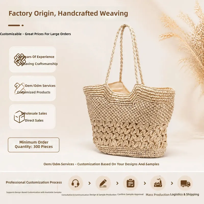 Hollow Woven Paper Rope Straw  - Tote Bag Beach ulasan dan harga