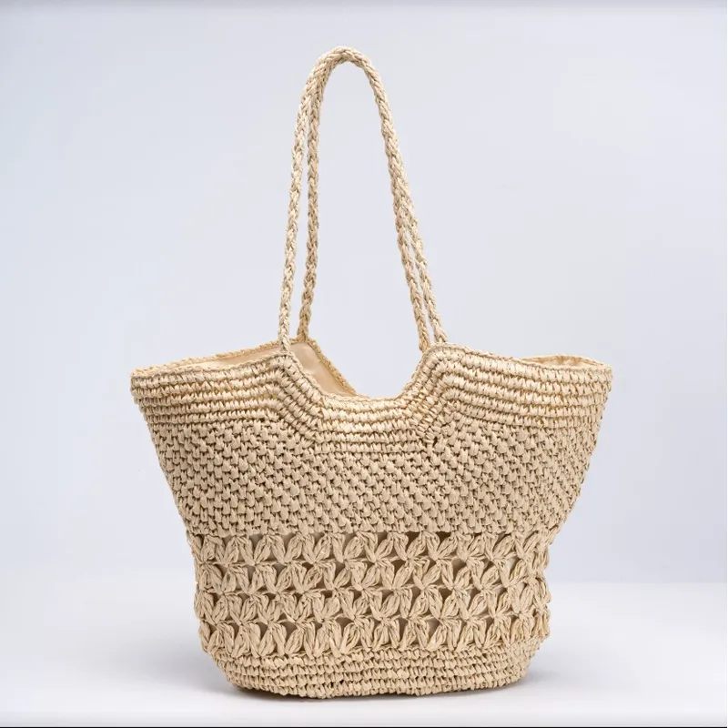 Hollow Woven Paper Rope Straw  - Tote Bag Beach ulasan dan harga