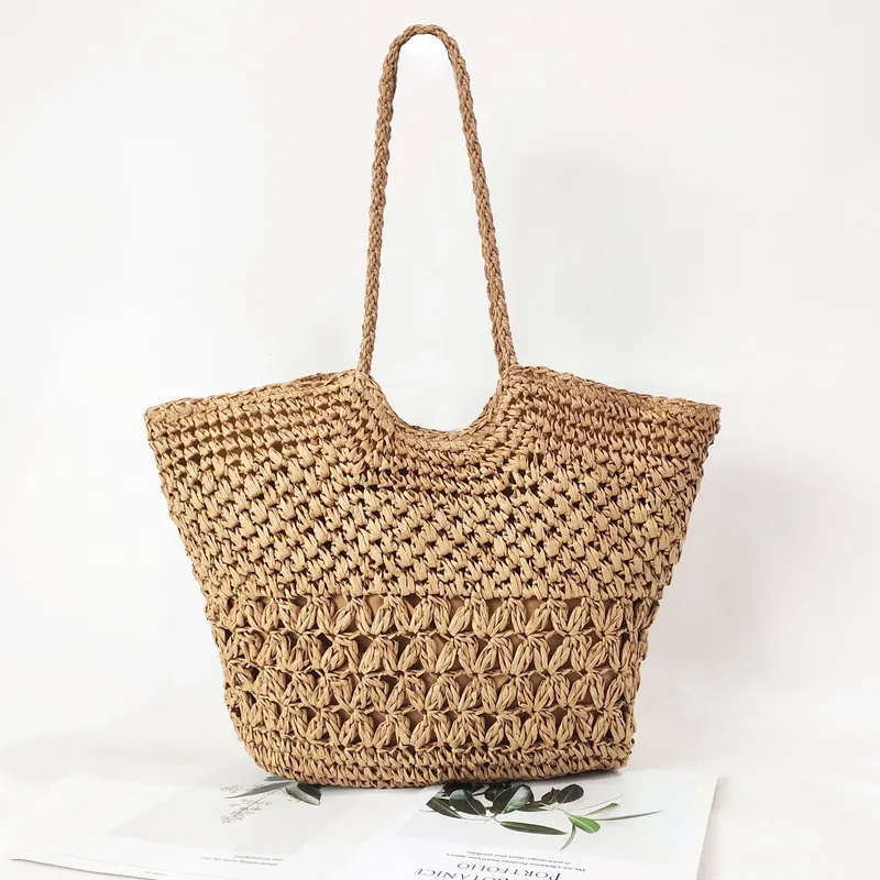 Hollow Woven Paper Rope Straw  - Tote Bag Beach ulasan dan harga