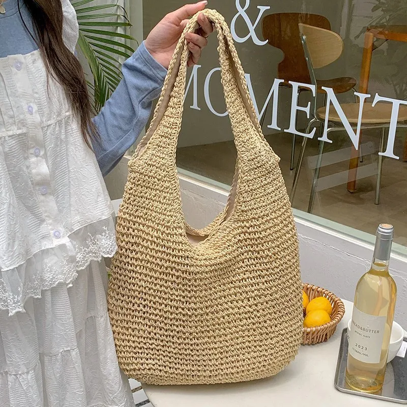High-end hand-woven straw tote - Tote Bag Beach ulasan dan harga