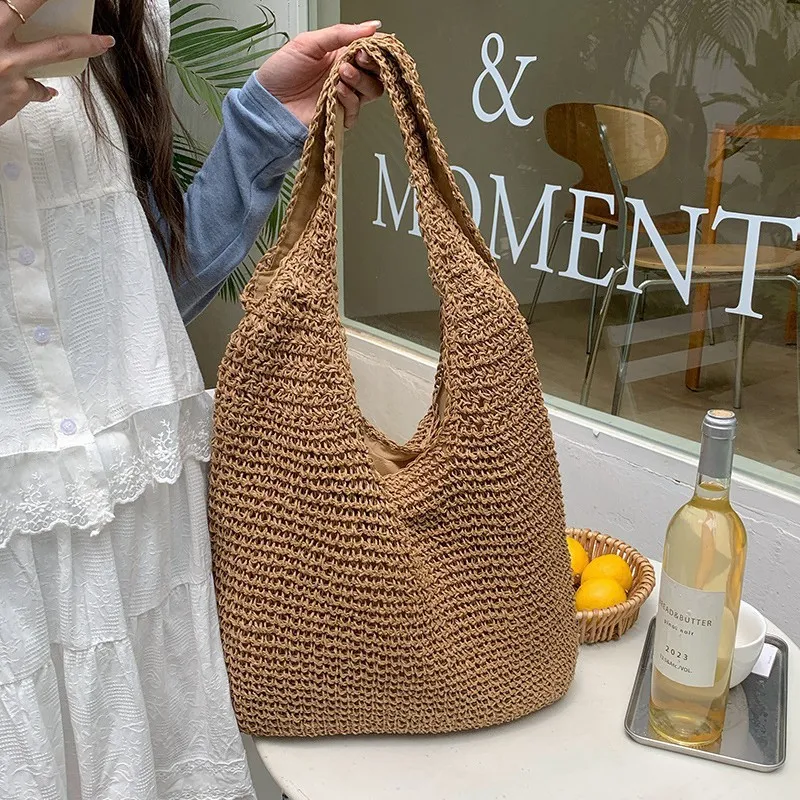 High-end hand-woven straw tote - Tote Bag Beach ulasan dan harga