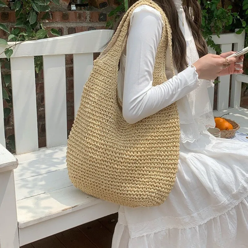 High-end hand-woven straw tote - Tote Bag Beach ulasan dan harga