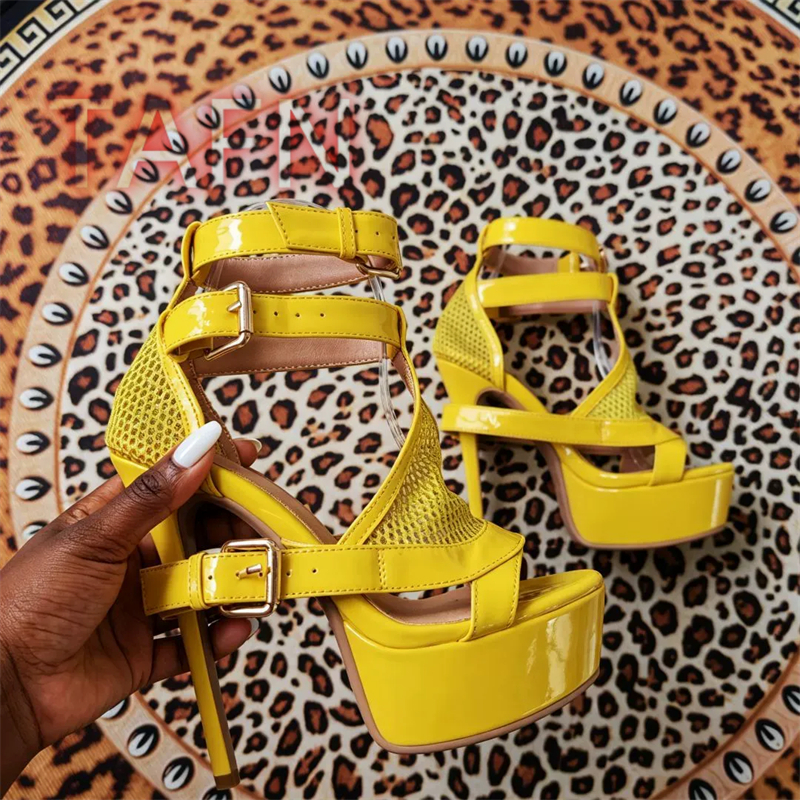 Mesh Buckle Strap Stiletto Pla - Sandal Strappy Heeled ulasan dan harga