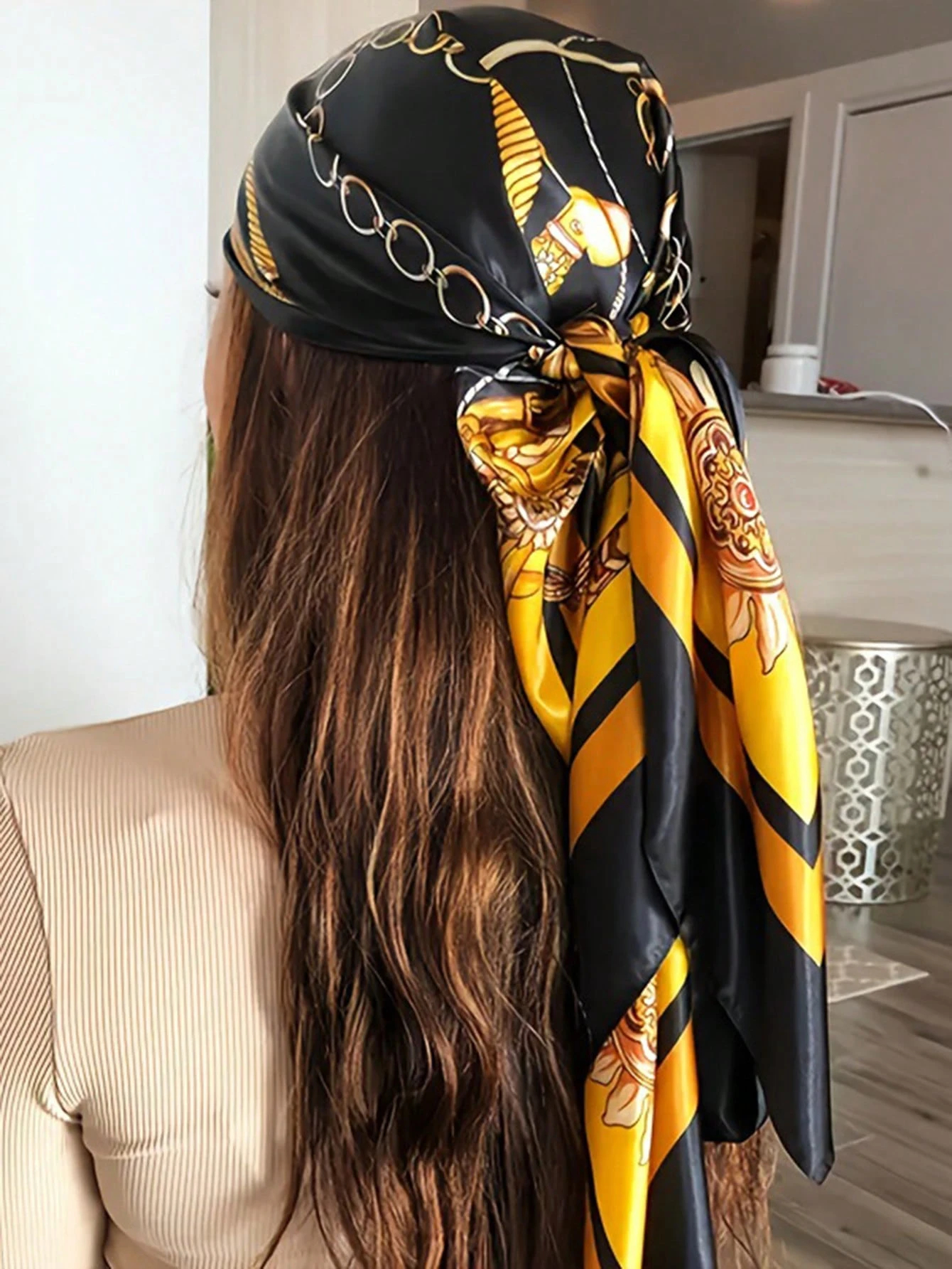 Luxury 90*90CM Vintage Chain P - Headband Summer Knit ulasan dan harga
