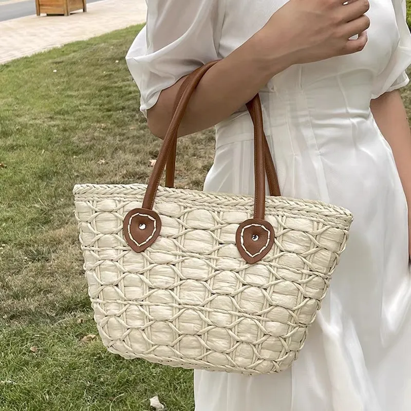 Retro European American woven  - Tote Bag Beach ulasan dan harga