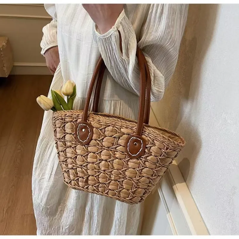 Retro European American woven  - Tote Bag Beach ulasan dan harga