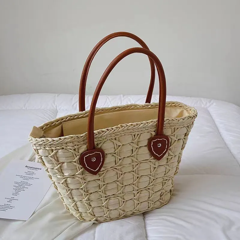 Retro European American woven  - Tote Bag Beach ulasan dan harga