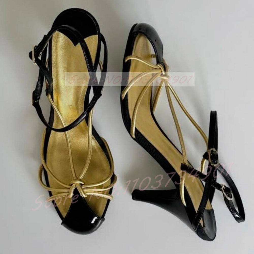 Gold Caged Strappy Knot Sandal - Sandal Strappy Heeled ulasan dan harga
