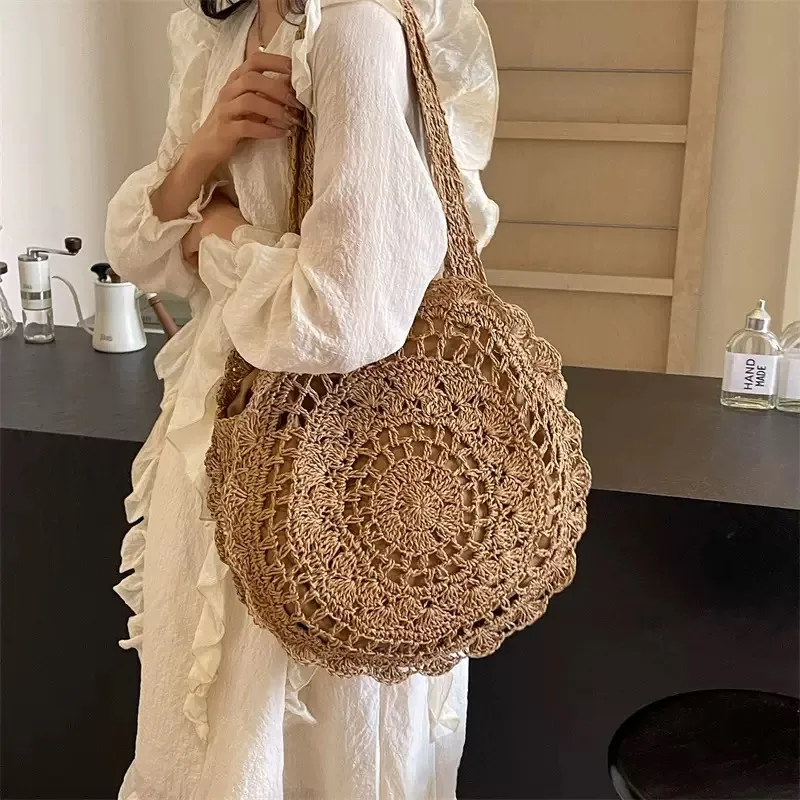 Hand-woven paper rope tote bag - Tote Bag Beach ulasan dan harga