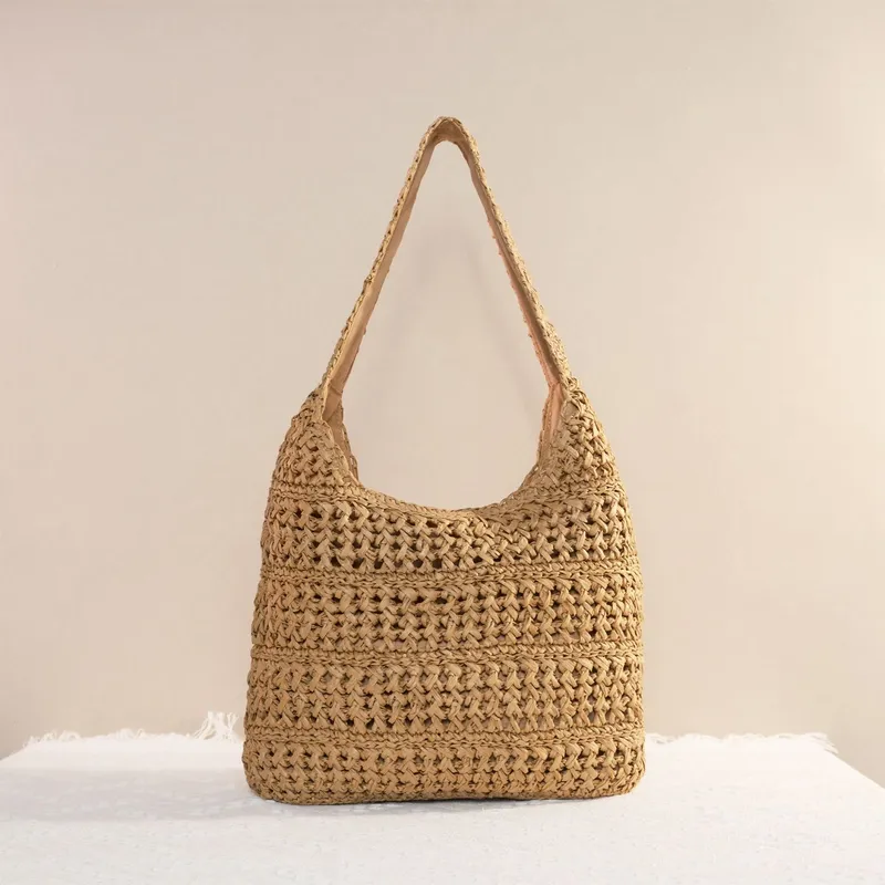 Hollow Straw Handwoven Tote Ba - Tote Bag Beach ulasan dan harga