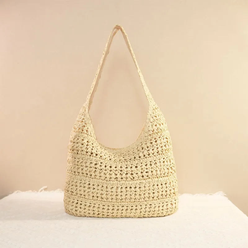 Hollow Straw Handwoven Tote Ba - Tote Bag Beach ulasan dan harga