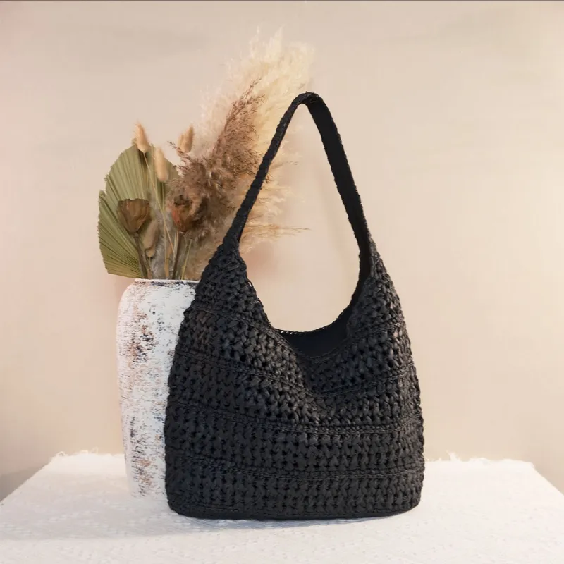Hollow Straw Handwoven Tote Ba - Tote Bag Beach ulasan dan harga