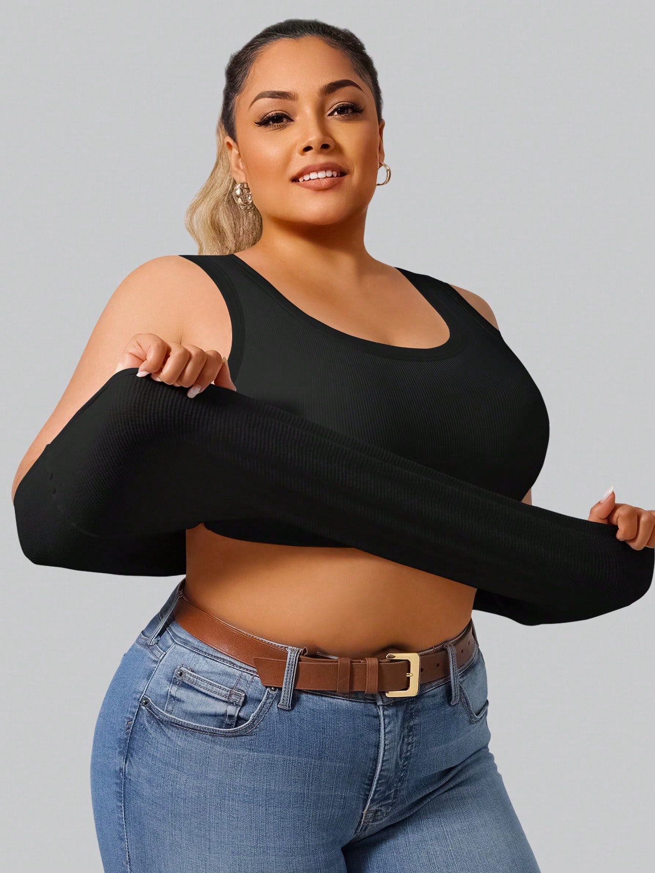 Plus Size Women's High Stretch - Crop Top Crochet ulasan dan harga