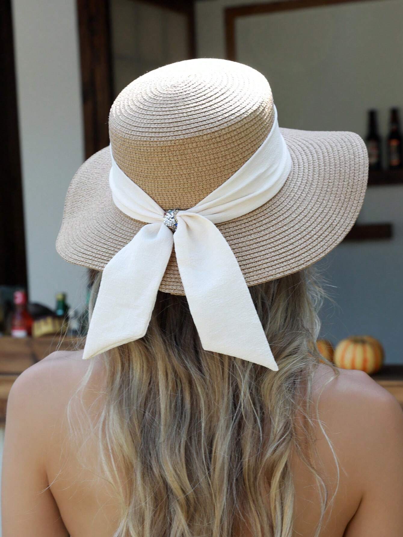 1pc Women Sun Straw Hat Wide B - Hat Floppy Wide ulasan dan harga