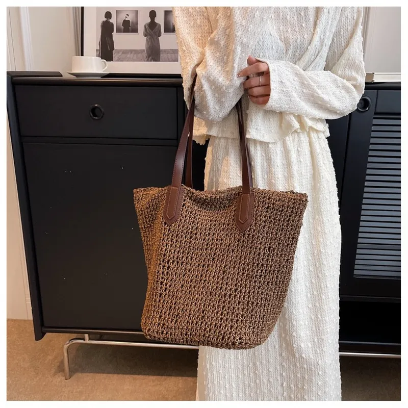 Women's handwoven straw tote b - Tote Bag Beach ulasan dan harga