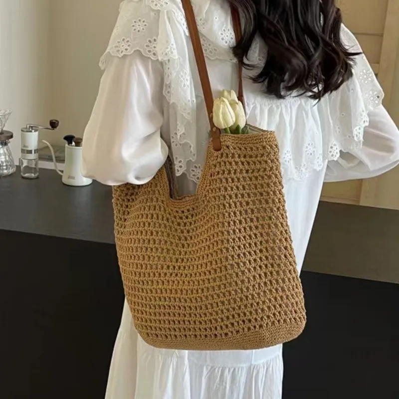 Women's hand-woven straw tote  - Tote Bag Beach ulasan dan harga